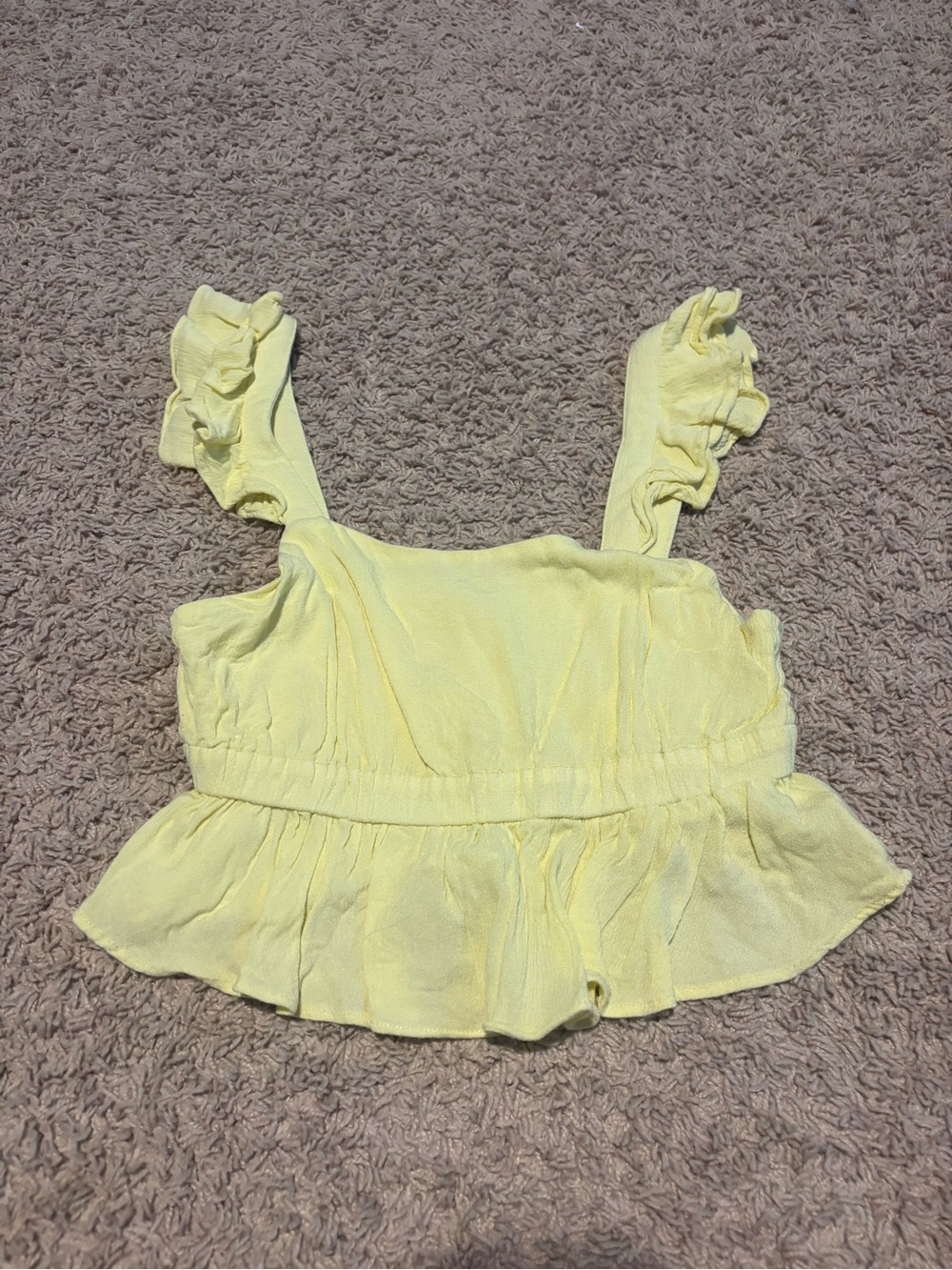 Super down Yellow Ruffle Strap Crop Top
